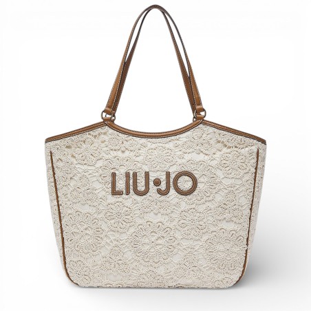 LIU JO - Bolso tote de satén con logotipo de letras