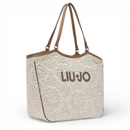 LIU JO - Satin tote bag with logo lettering