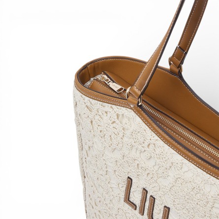 LIU JO - Borsa tote in raso con logo lettering
