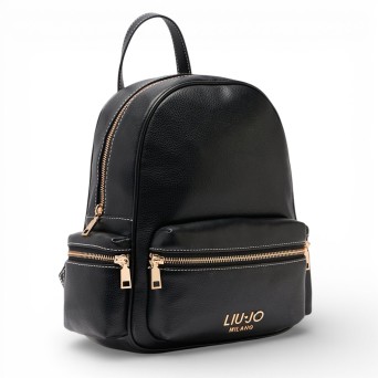 LIU JO - Faux leather backpack with lettering logo 2