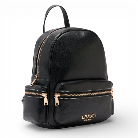 LIU JO - Faux leather backpack with lettering logo