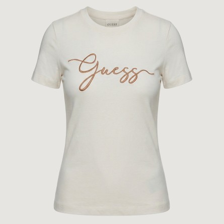 GUESS - Camiseta de algodón con logotipo bordado