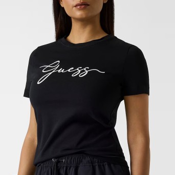 GUESS - Camiseta de algodón con logotipo bordado