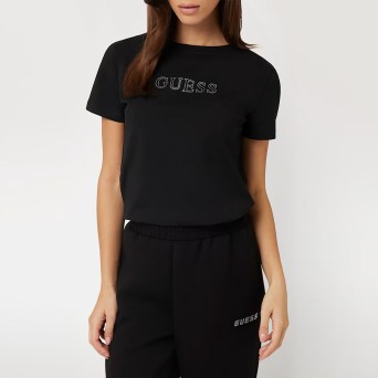 GUESS - T-shirt with logo in rhinestones
