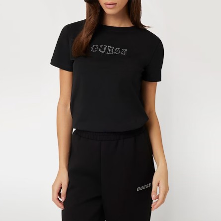 GUESS - T-shirt with logo in rhinestones