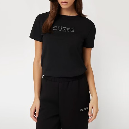 GUESS - Camiseta con logo en pedrería