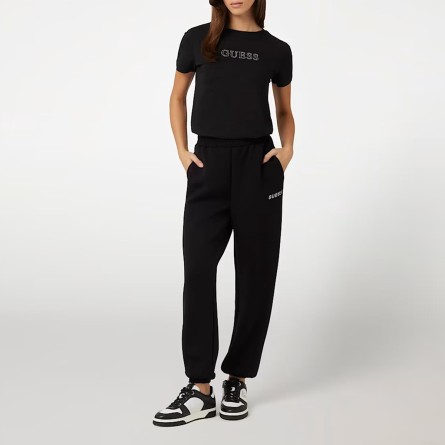 GUESS - Camiseta con logo en pedrería