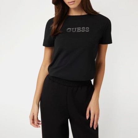 GUESS - Camiseta con logo en pedrería