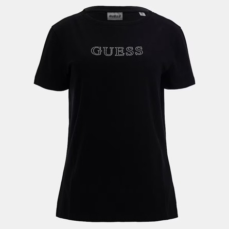 GUESS - T-shirt con logo in strass
