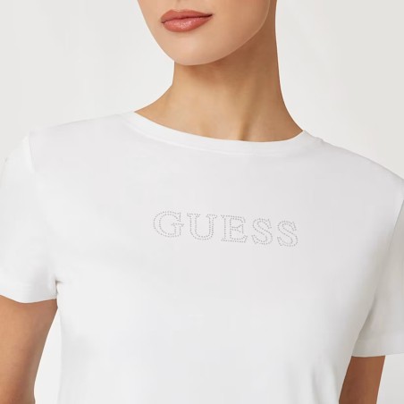 GUESS - Camiseta con logo en pedrería