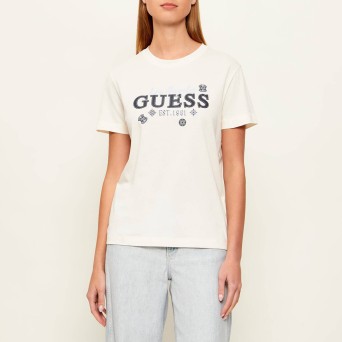 GUESS - Camiseta de algodón con logotipo