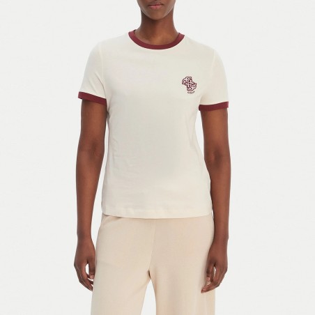 GUESS - Camiseta de algodón con logotipo 4G bordado