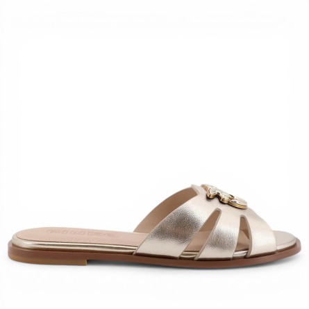 PINKO - Laminated leather slipper...