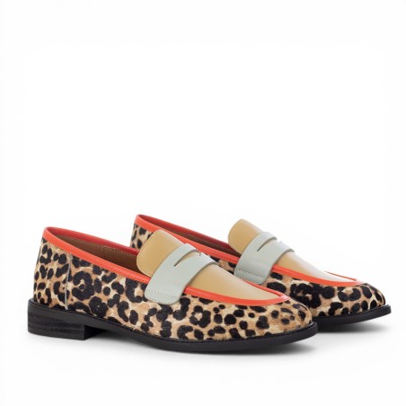 THE GIVER - Mocassino in cavallino leopardato