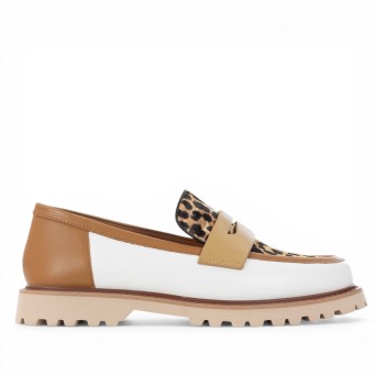 THE GIVER - Mocassino in pelle multicolore e cavallino...