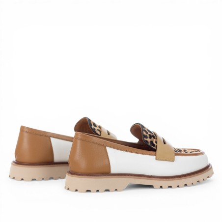 THE GIVER - Mocassino in pelle multicolore e cavallino leopardato