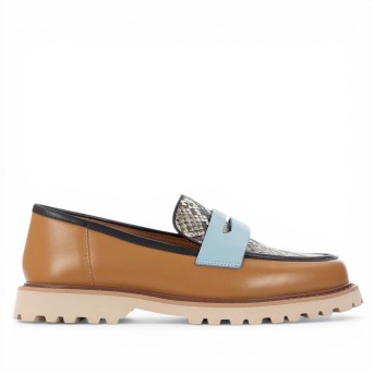 THE GIVER - Mocassino in pelle multicolore e stampa pitonata