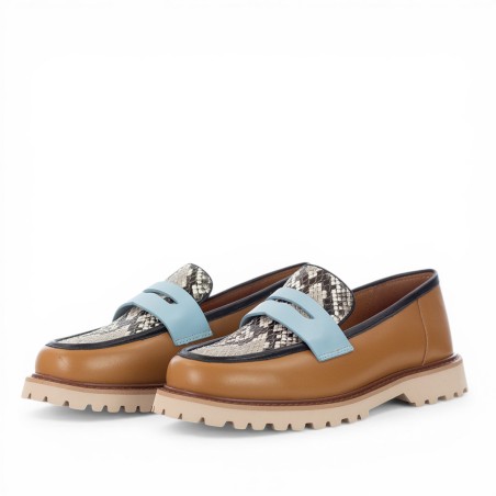 THE GIVER - Mocassino in pelle multicolore e stampa pitonata