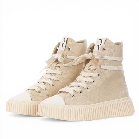 RHUN - Baskets Mid 2001 Treble Beige Canvas