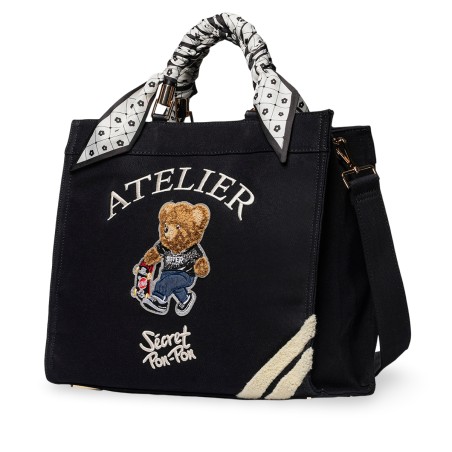 SECRET PON PON - Saint Tropez M Tasche Schwarz Teddy Handtasche