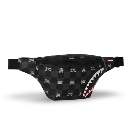 SPRAYGROUND - Gray Peeking Character Check Savvy Pouch