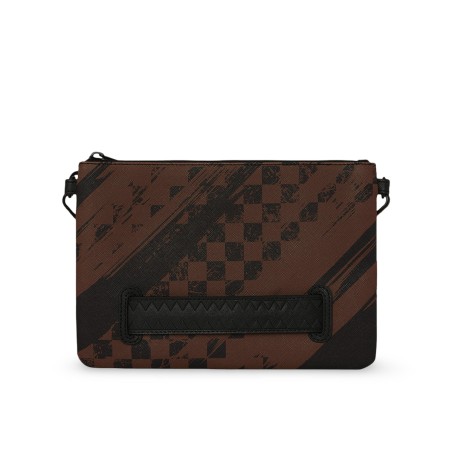 SPRAYGROUND - Shark Check Brown Clutch Bag