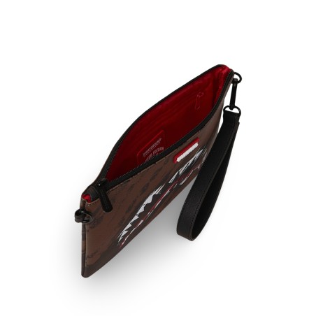 SPRAYGROUND - Shark Check Brown Clutch Bag