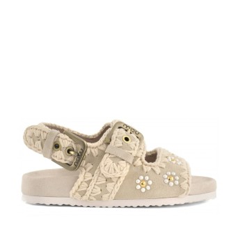 MOU - Bio Kid sandal with floral studs