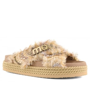 MOU - Sandal Criss-Cross mit Metallic-Nähten 2