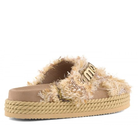 MOU - Sandal Criss-Cross mit Metallic-Nähten