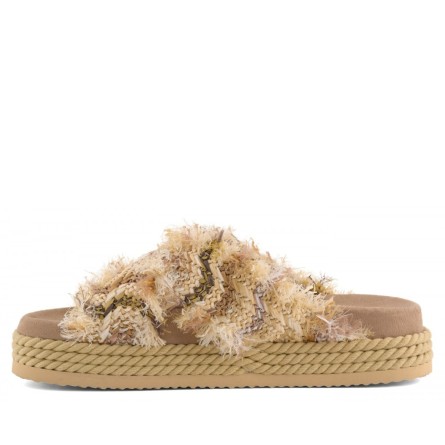 MOU - Sandal Criss-Cross with metallic stitching