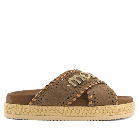 MOU - Sandalo Criss-Cross con cuciture metallizzate