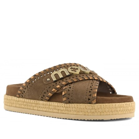 MOU - Sandal Criss-Cross with metallic stitching