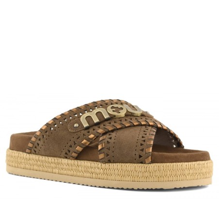 MOU - Sandalo Criss-Cross con cuciture metallizzate
