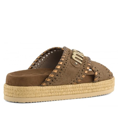 MOU - Sandalo Criss-Cross con cuciture metallizzate