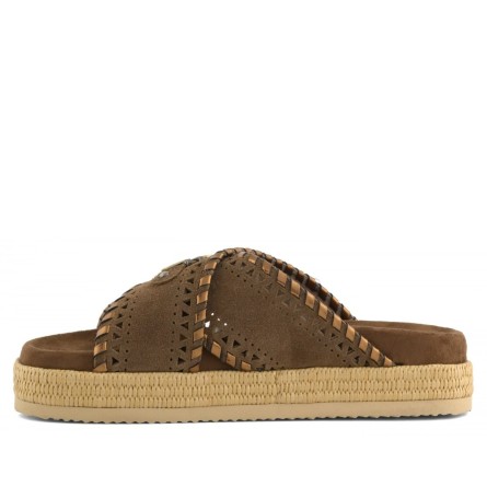 MOU - Sandal Criss-Cross with metallic stitching
