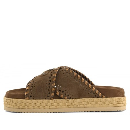 MOU - Sandal Criss-Cross mit Metallic-Nähten