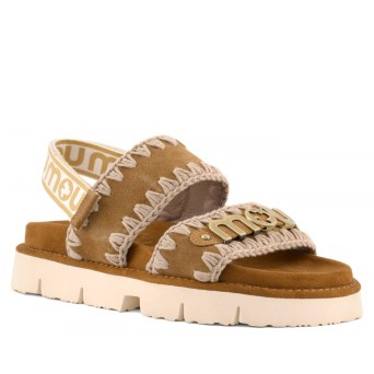 MOU - Bio suede sandal with metal logo 2