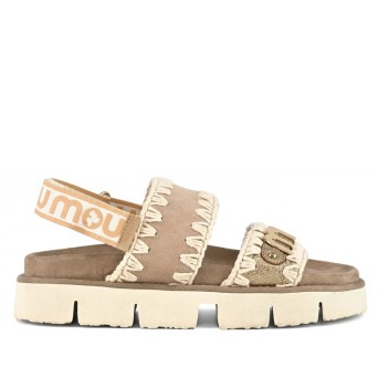 MOU - Bio suede sandal with metal logo