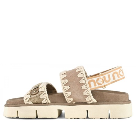 MOU - Bio sandalo suede con logo in...