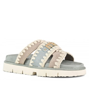 MOU - Two-tone bio sandal with metal logo 2