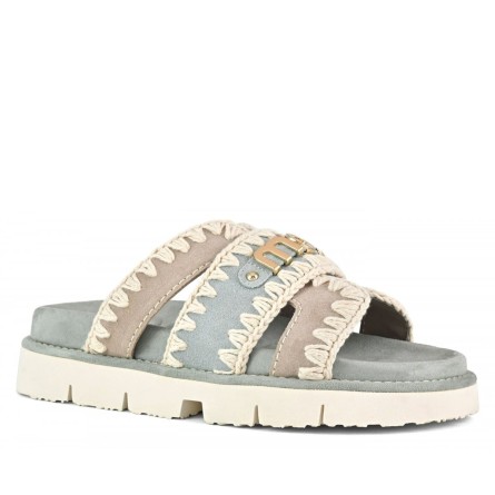 MOU - Two-tone bio sandal with metal logo