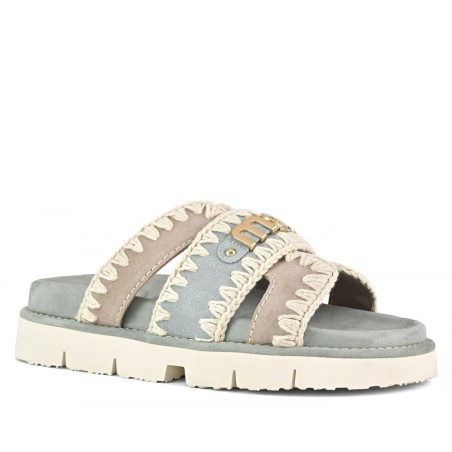 MOU - Two-tone bio sandal with metal logo