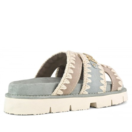 MOU - Two-tone bio sandal with metal logo