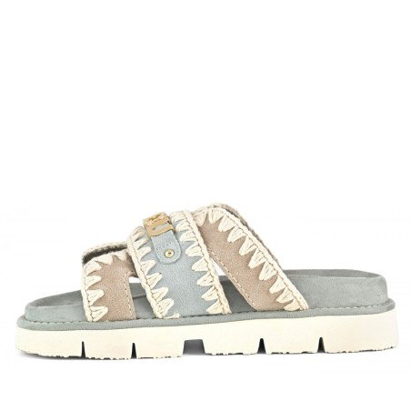MOU - Two-tone bio sandal with metal logo