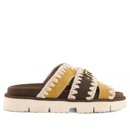 MOU - Two-tone bio sandal with metal logo