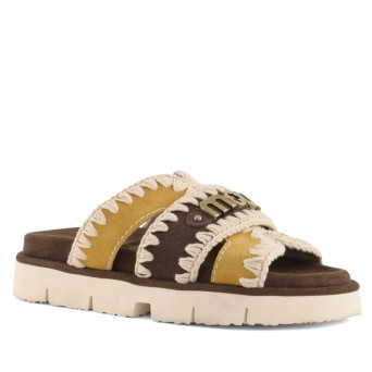 MOU - Two-tone bio sandal with metal logo 2