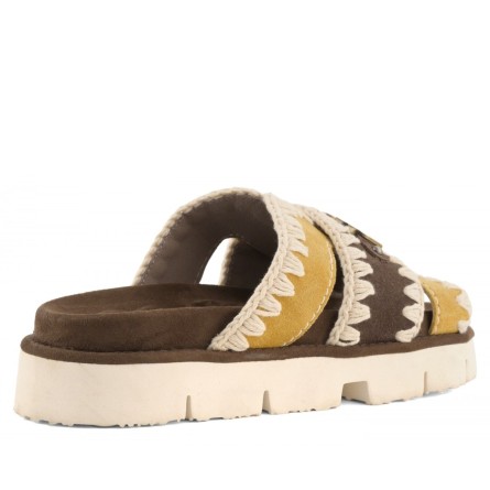 MOU - Sandales bio bicolores avec logo en métal