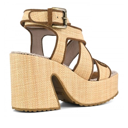 MOU - Sandalo in raffia con cinturino