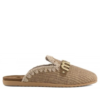 MOU - Raffia-Sabot mit Metall-Logo